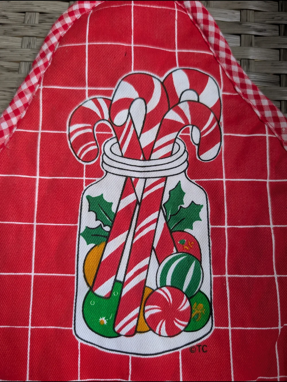 Vintage Christmas Candy Cane Mason Jar Pot Holders Set of 2